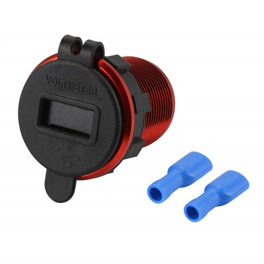 12V Dual USB Car Fast Charger Socket Power Outlet LED Voltmeter Waterproof