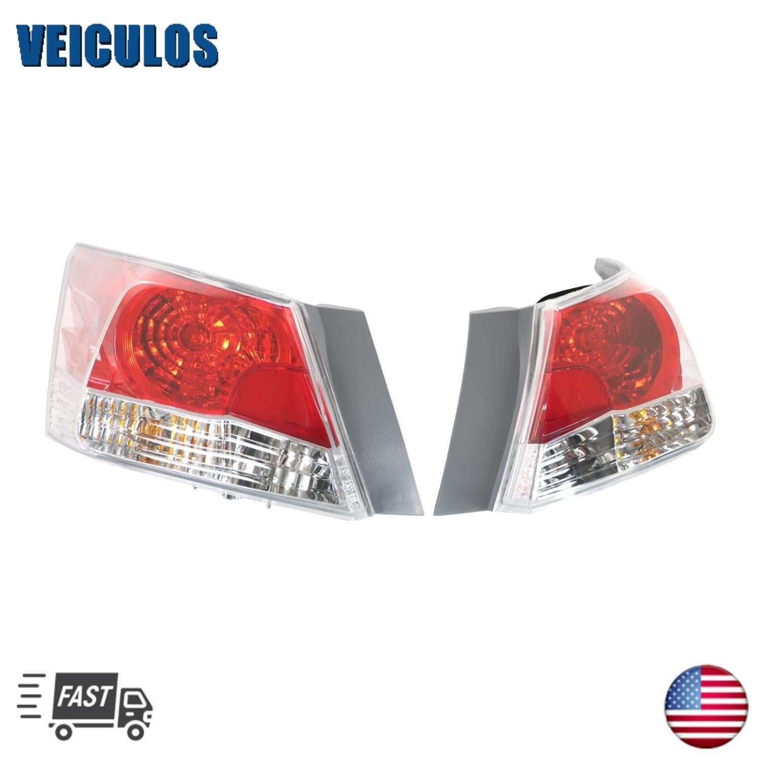 Set of 2 Tail Lights For 2008-2012 for Honda Accord EX Sedan LH RH with Bulbs