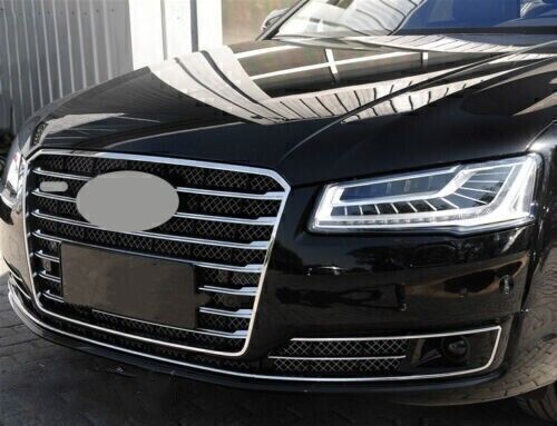 A pair of black front bumper fog light grille covers for 2015-2017 for Audi for A8 D5. Q
