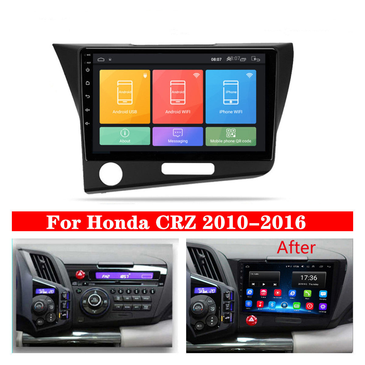 Android 10 Stereo Radio GPS Navigation 9 FM 16GB BT SWC for Honda CRZ 2010-2016