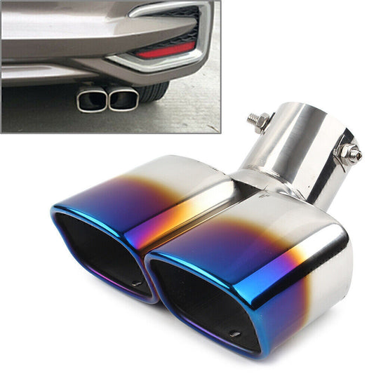 Universal Dual Car Steel Rear Exhaust Pipe Tail Muffler Tip Square Accessories