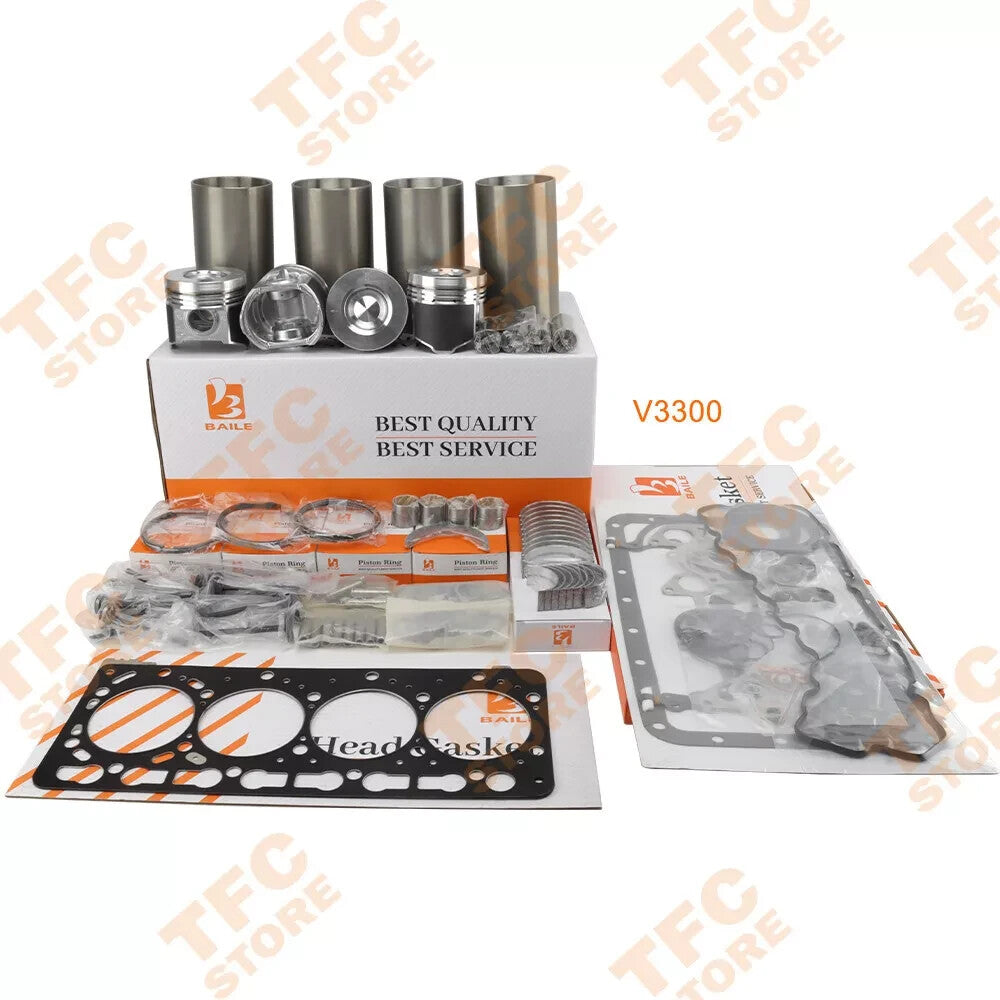 New V3300 V3300DI Overhaul Rebuild Kit For Kubota 16V Engine Parts Piston Ring