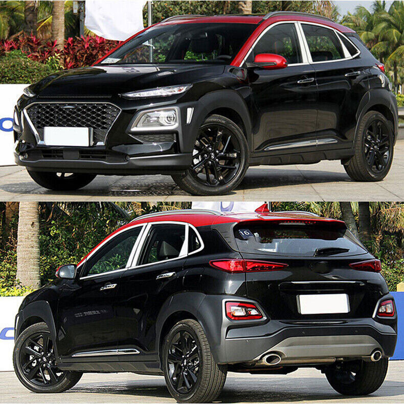 16x for Hyundai Kona 2018-23 Chrome Steel Full Window Sill Trim Cover Strip Kit