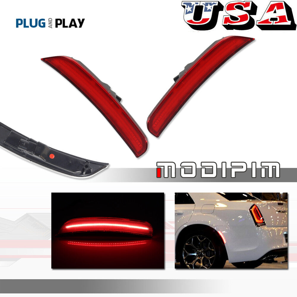 For 2015+ for for CHRysler 300 Red Lens Rear Bumper Side Marker Lights LH & Right Grip 2 Piece Set - v