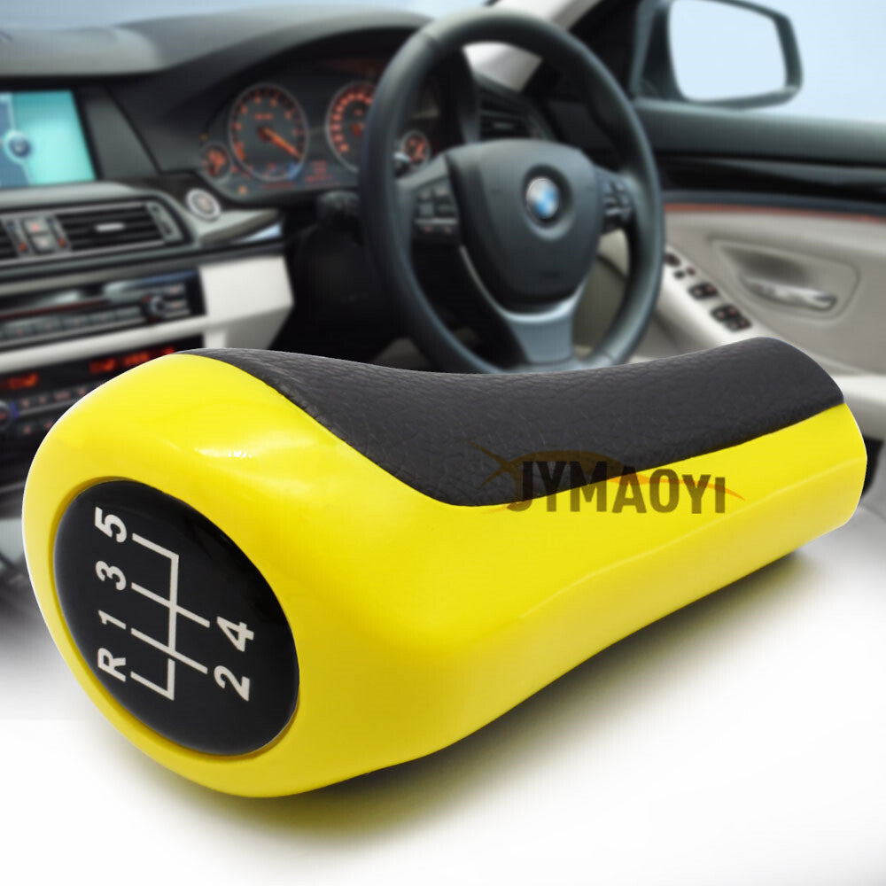 for BMW 1 3 5 6 Series X1 X3 X5 Yellow 5 Speed MT Manual Gear Shift Knob Shifter Q