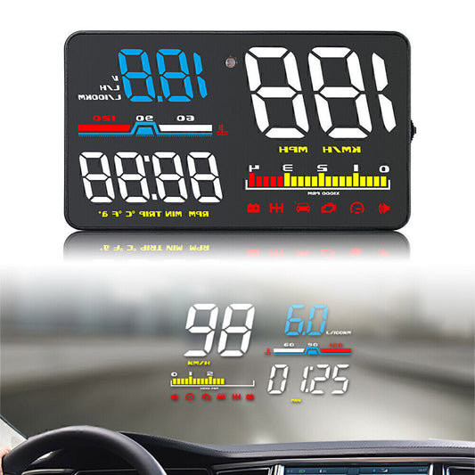 Car HUD D5000 OBD2 Head Up Display Digital Speedometer Projector Overspeed Alarm Q