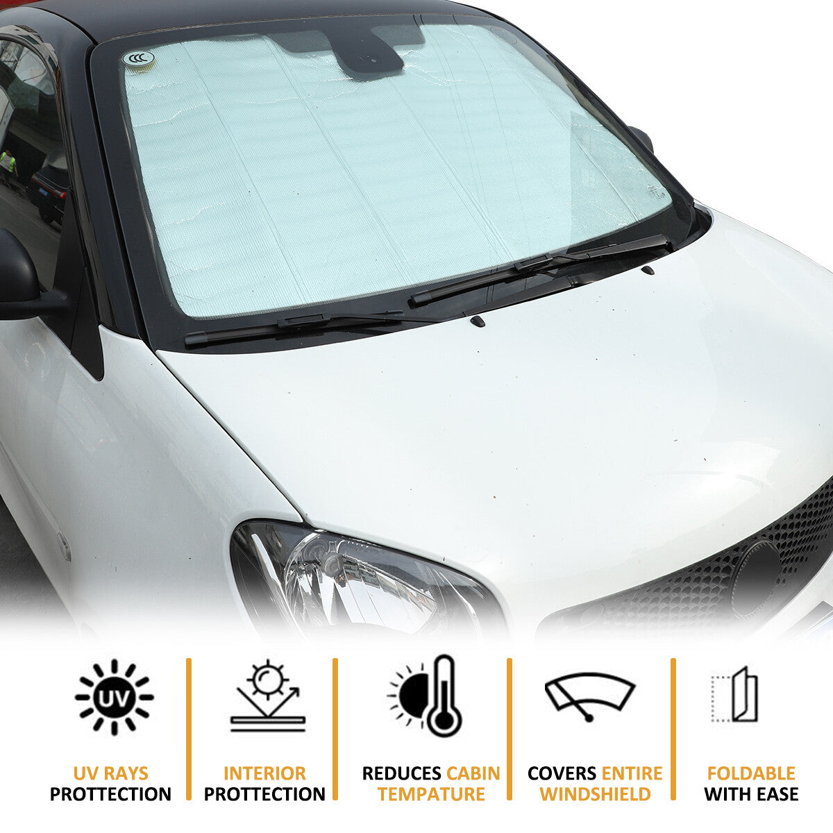 Front windshield sunshade/UV shading block suitable for Smart Fortwo 2009 - 2021 - n