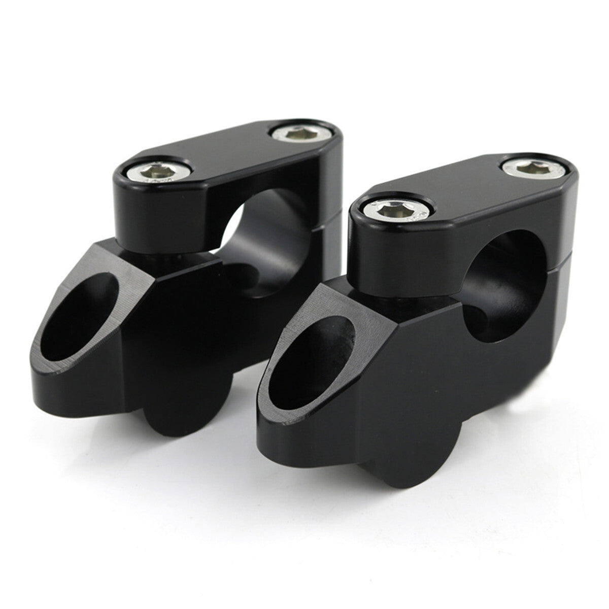 Motorcycle handlebar stem extension and rearward-moving handlebar black aluminum - n