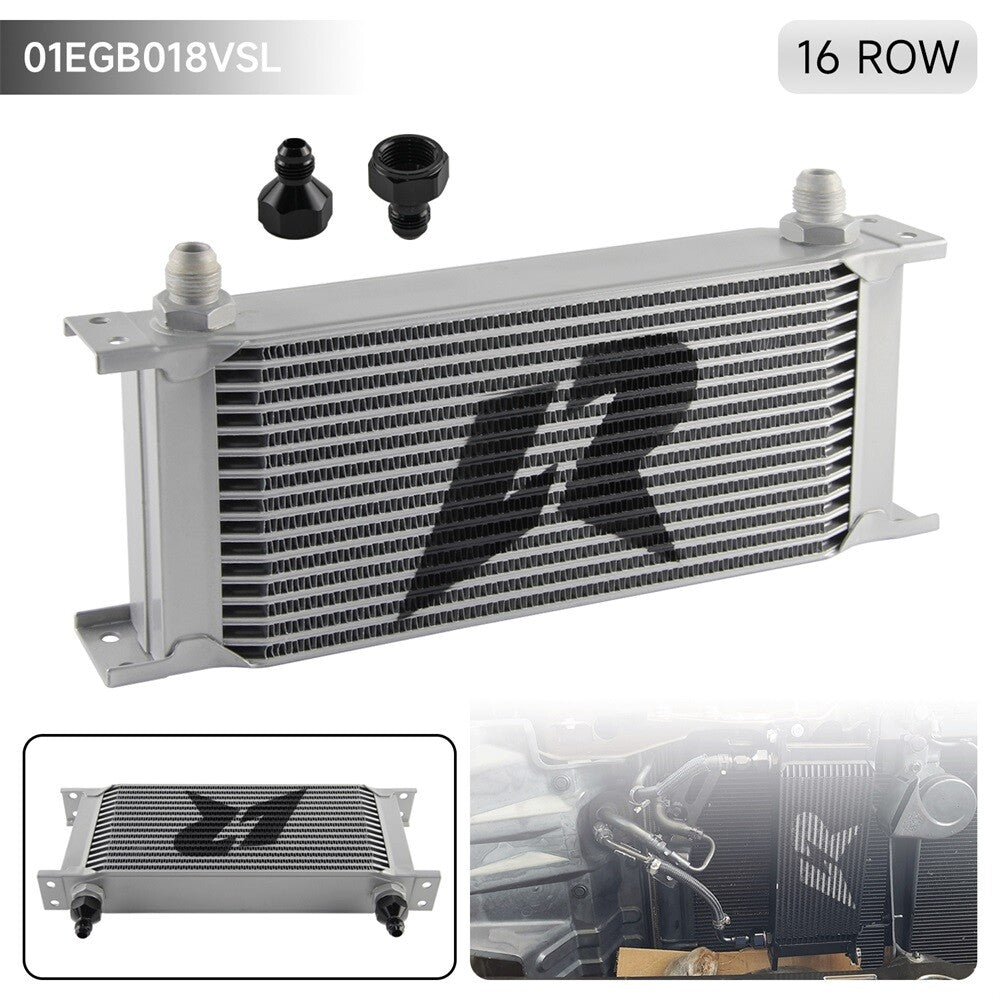 16 Row AN8 Stacked Plate Oil Cooler 6AN Adapter Universal Aluminium Radiator SL