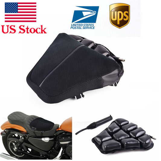 US 12x11.5 Motorcycle Bikes Air for Seat Cushion Pad Cover for Cruiser Black
