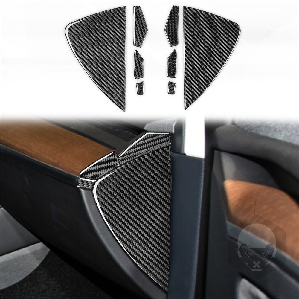 Fit Model 3/Y Door Slot Panel Carbon Fiber Sticker Interior Trim - n
