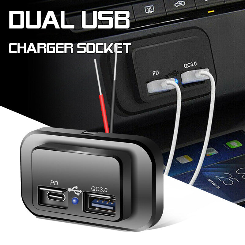 Car Boat Truck Phone Fast Charger Socket PD USB Type C 12V-24V Power Adapter Q