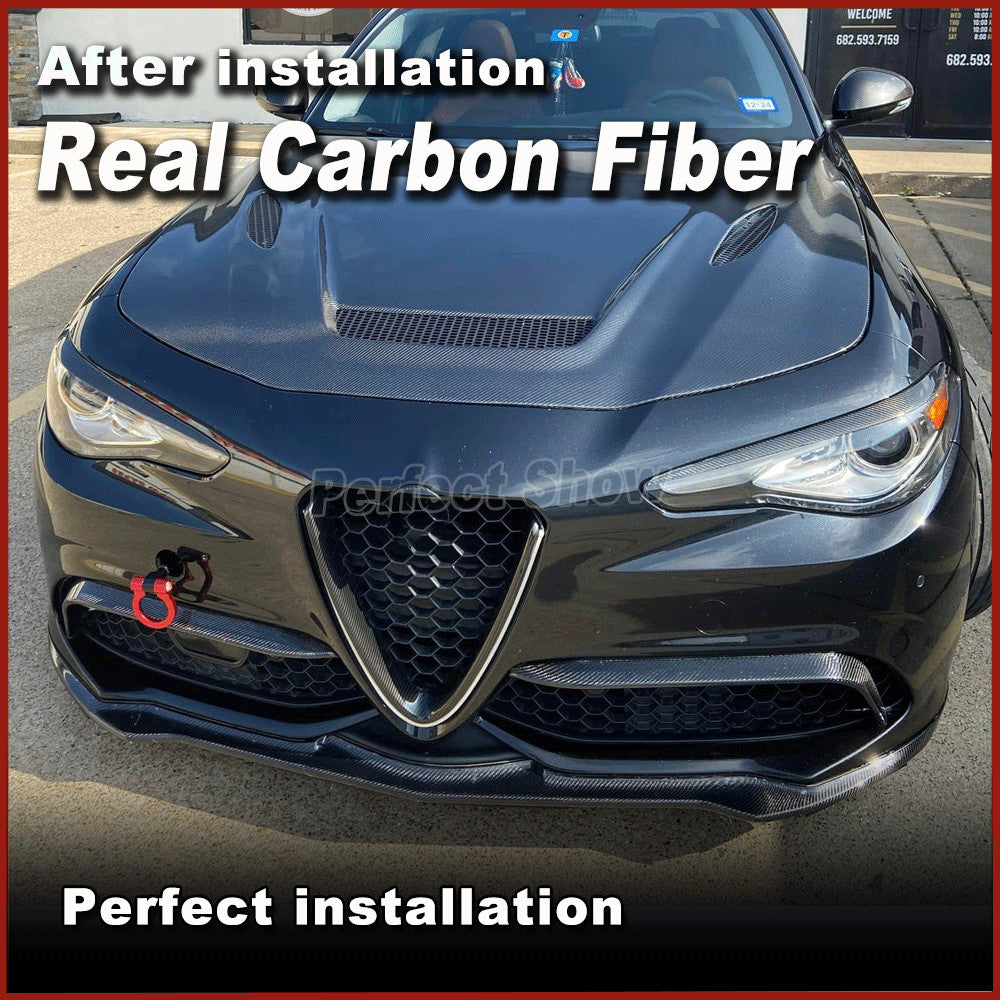 for Alfa Romeo Giulia Sport Sedan 2016-18 REAl Carbon Front Bumper Lip Spoiler