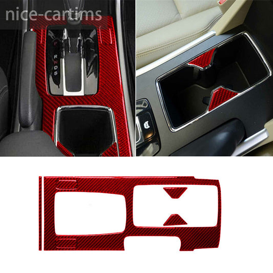 for Honda Accord 2013-17 Central Control Gear Shift Panel Cover Red Carbon Fiber