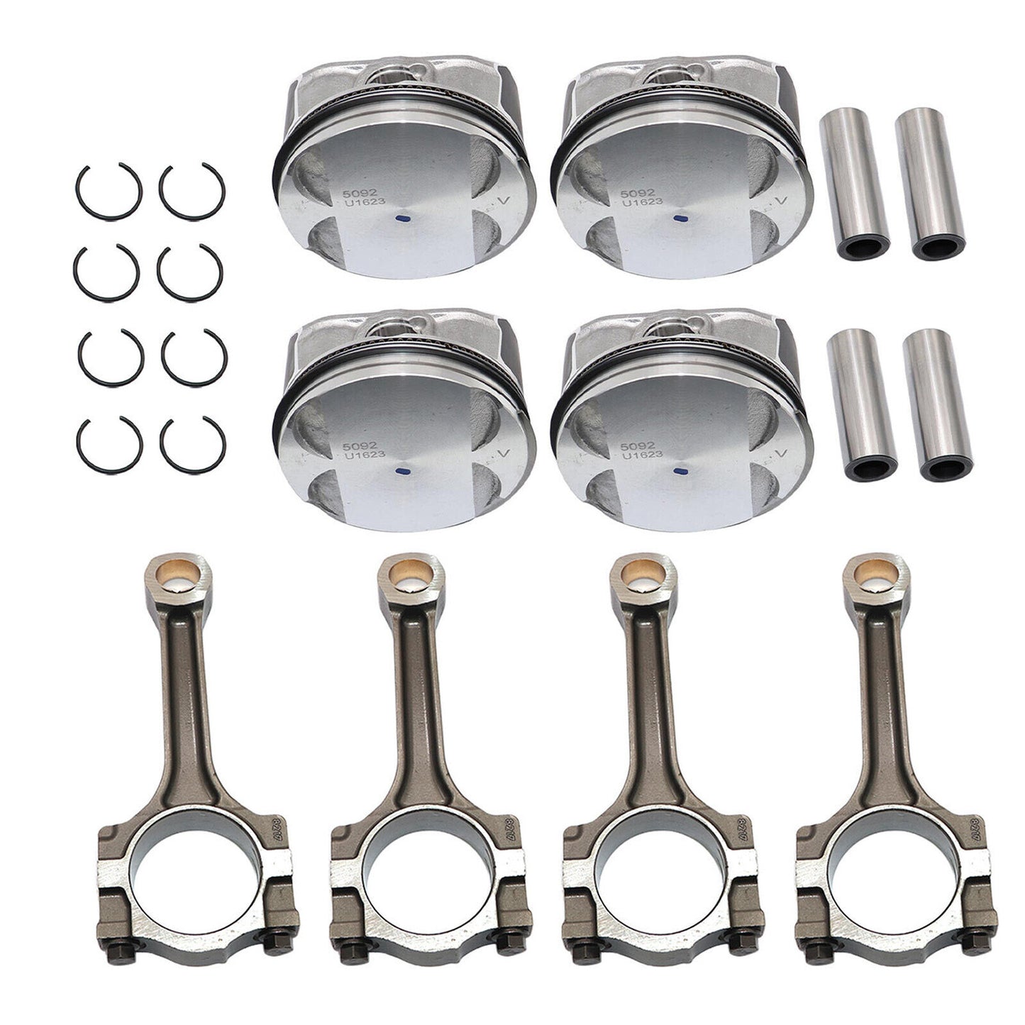 4x Pistons Rings 12578324  ConRods 12654958 for Buick for Chevrolet for GMC for Saturn 2.4L