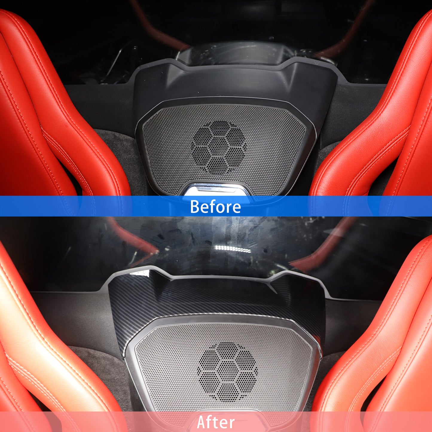 Red Carbon Fiber Rear Roof Camera Cover Trim for Corvette C8 Stingray Convertible HTC- v