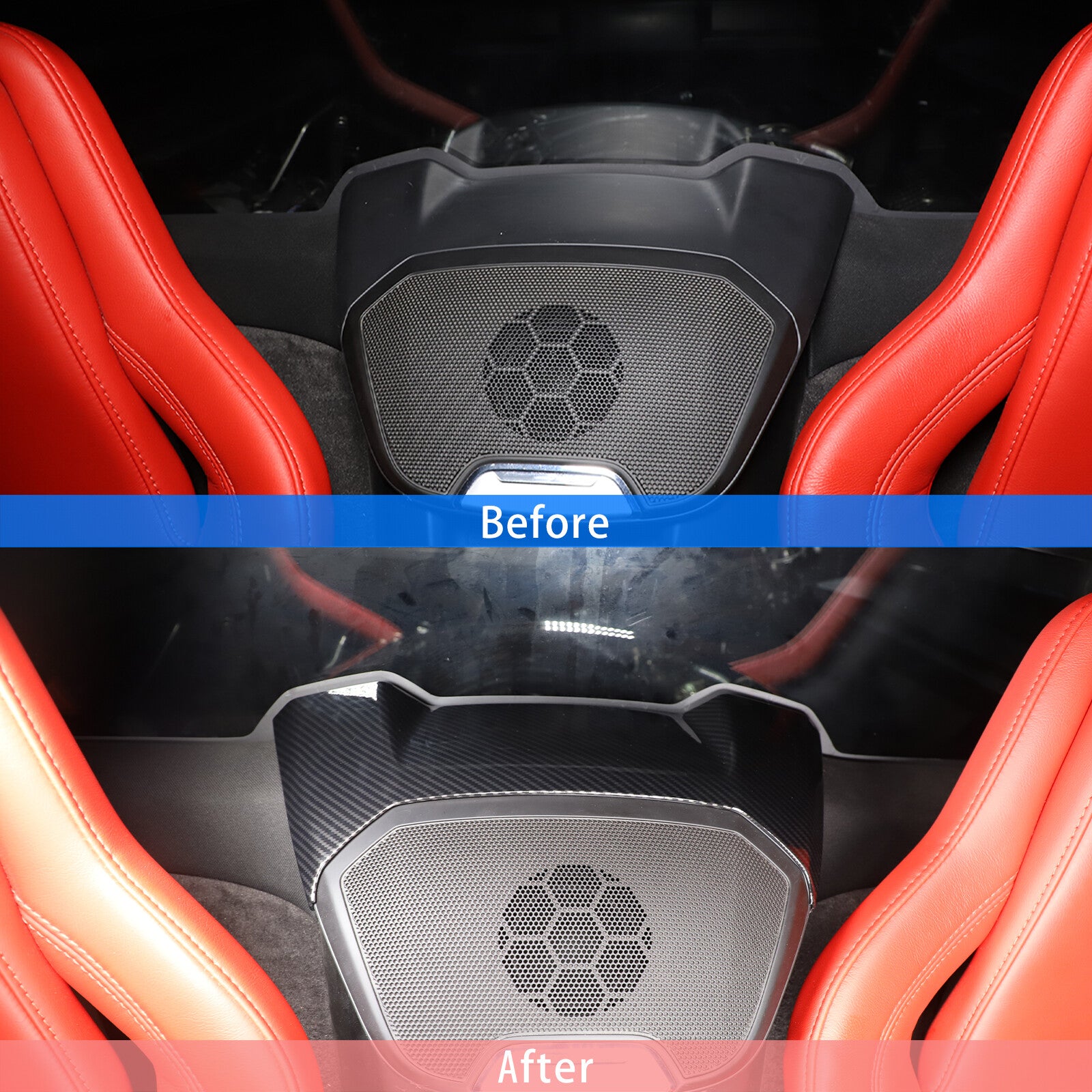 Red Carbon Fiber Rear Roof Camera Cover Trim for Corvette C8 Stingray Convertible HTC- v
