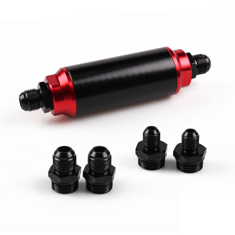 100 Micron with AN10 AN8 AN6 Aluminum High Flow Turbo Inline 44mm Fuel Filter Q