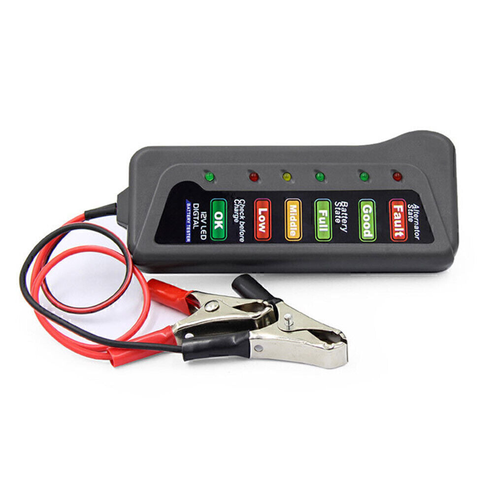 12V Car Digital Battery Alternator Tester 6 LED Lights Display Diagnostic Tool Q