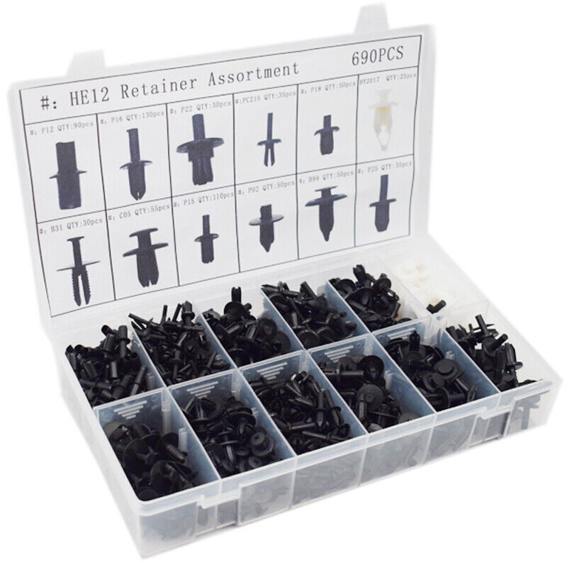690-piece pack of car sales rivet decorative clips body plastic sorting boxes - n