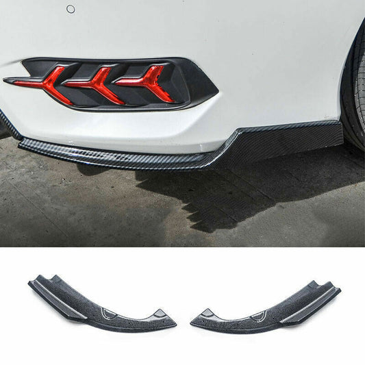 2PCS for Honda for Civic 19-2021 Carbon Fiber Rear Bumper Lip Diffuser Splitter Trim