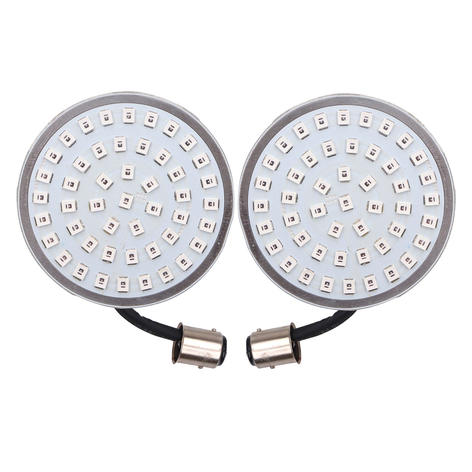 A pair of LED 1157 turn signal smoke lenses for Harley Touring Softail in amber red.