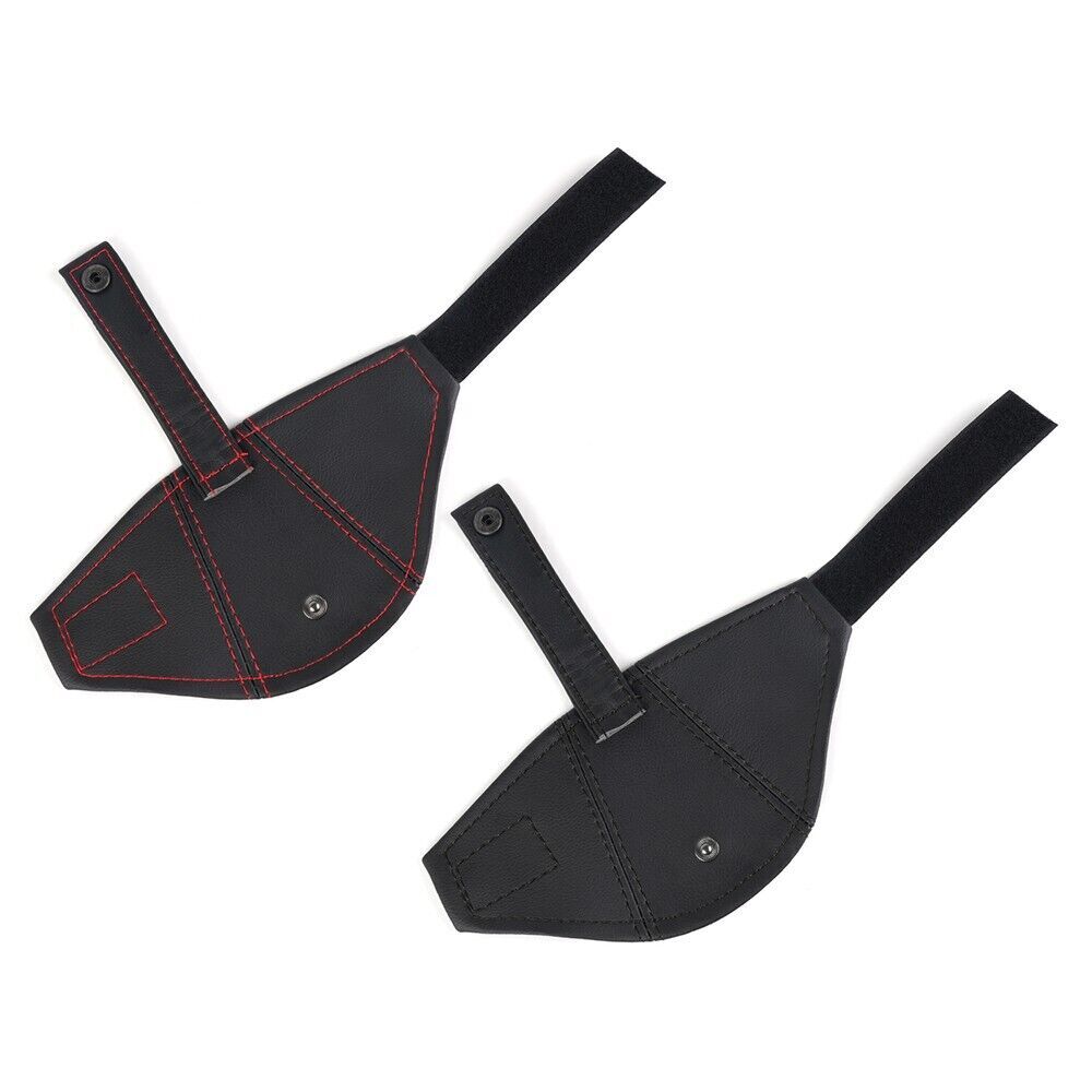 JDM Genuine Leather Black w/Stitches Bucket for Seat Belt Guide Holder Protector Q