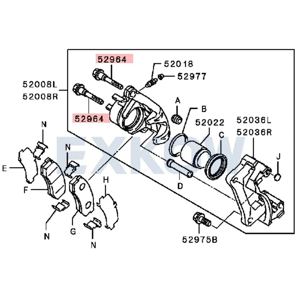 2X RR Brake Pin for Mitsubishi Pajero 3.2 3.8 V97 V98 Long Wagon 2006- 4605A500 Q
