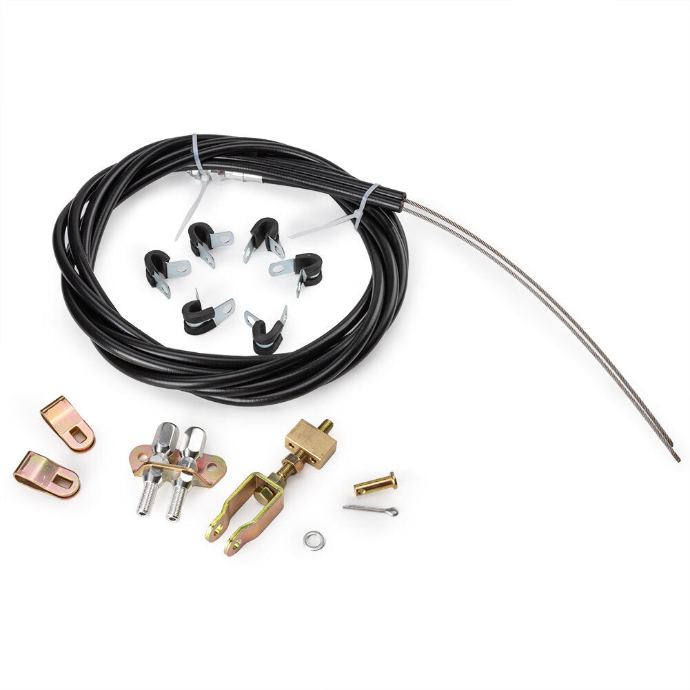 Emergency brake cable kit suitable for floor-mounted parking disc drums. Compatible with Wilwood 330-9371
