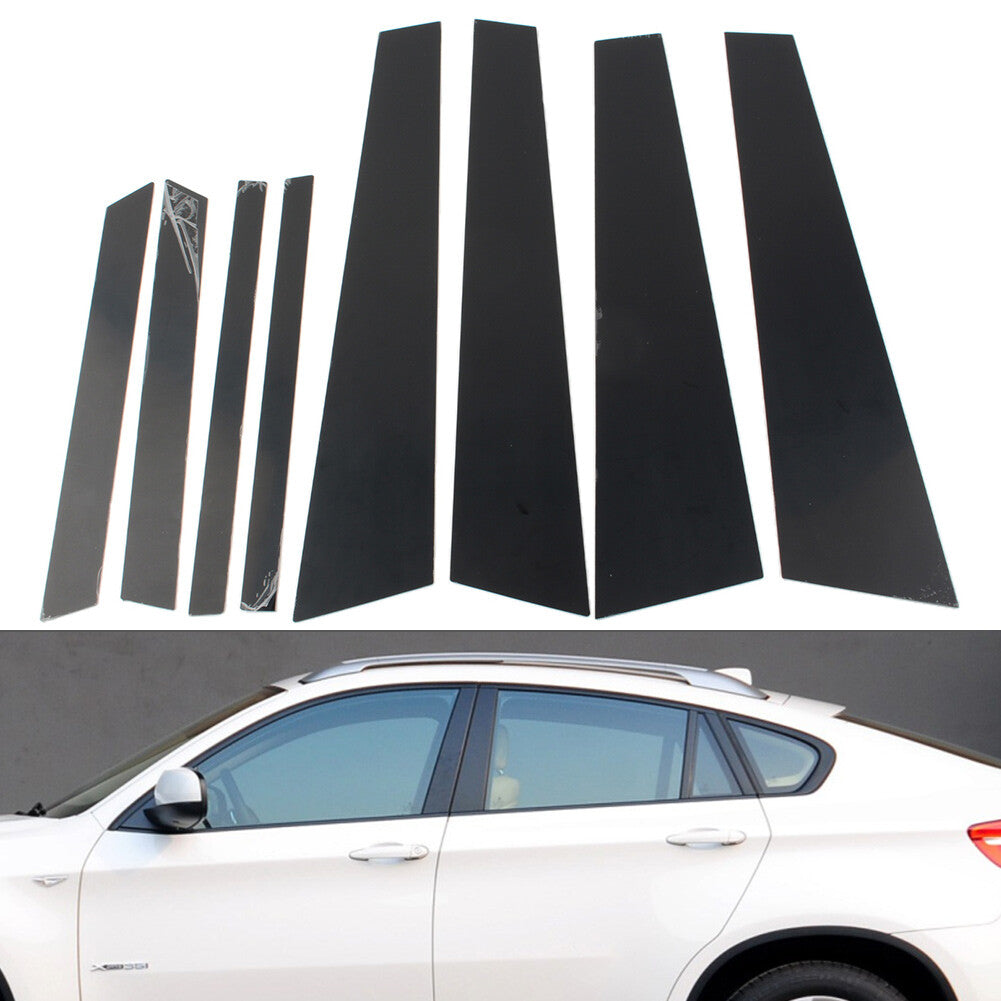 for BMW X6 E71 2009-2014 8x Glossy Black Set Pillar Posts Door Window Trim