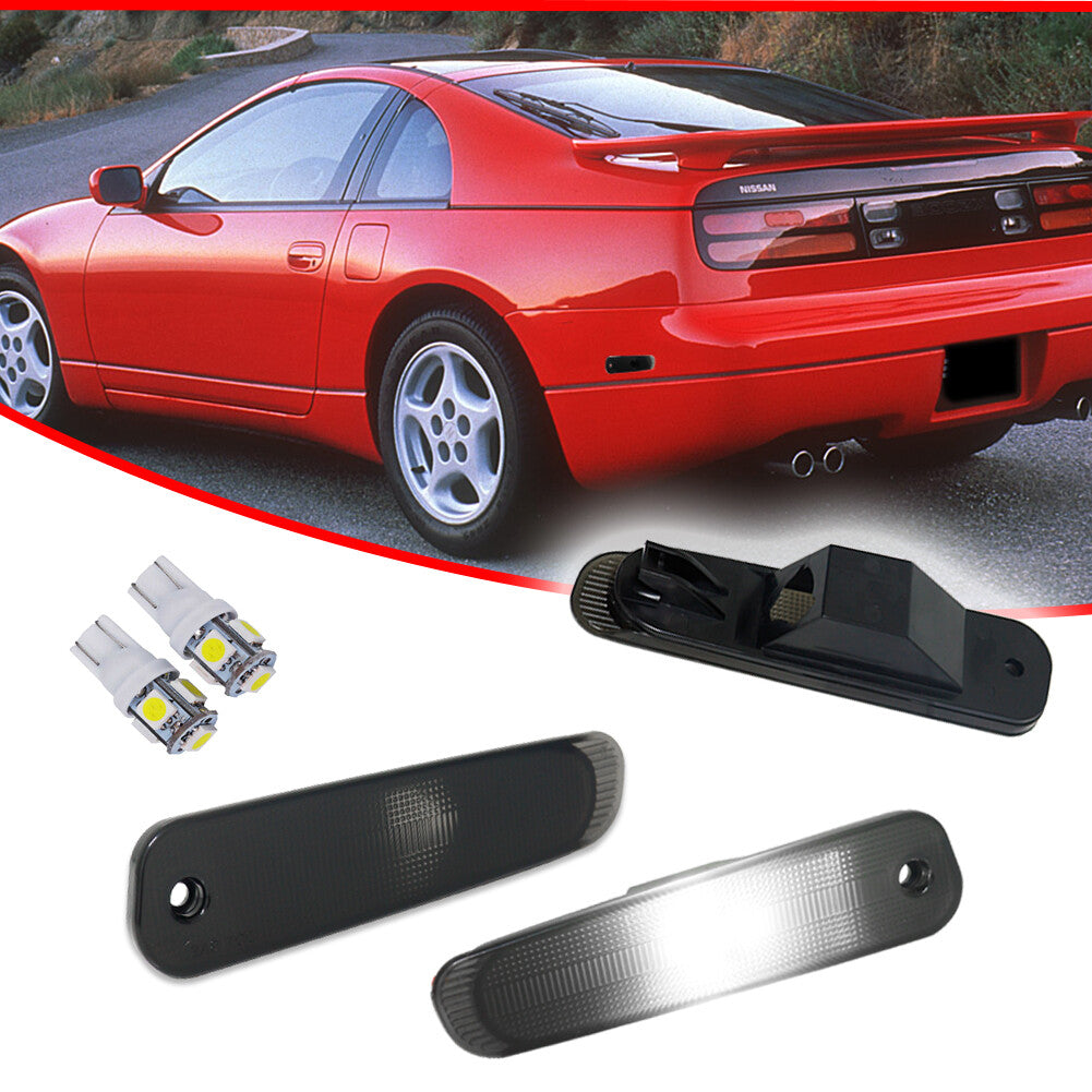 Smoked rear side marker light strip with white bulbs for 1990-1996 for Nissan 300ZX Z32
