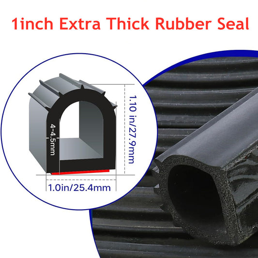 1inch D Shape 12FT RV Door Rubber Weather Strip Self-Adhesive Soundproof Seal