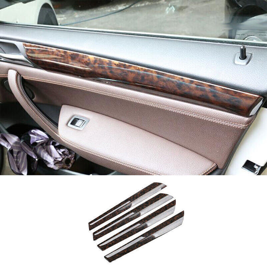 for BMW X3 F25 2011-2017 Agate Wood Grain Inner Door Panel Molding Cover Trim 4P