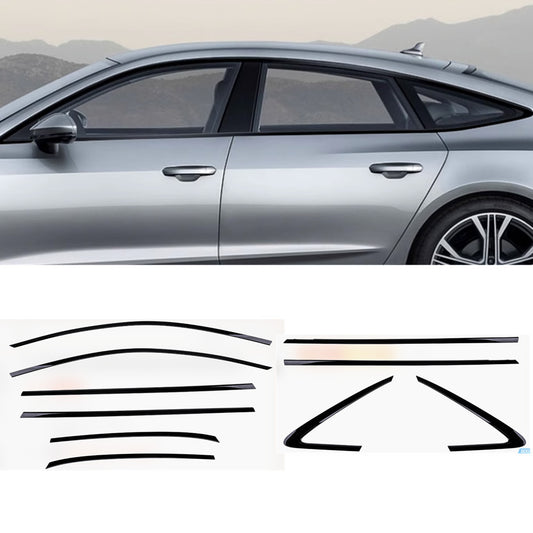 Black Look Steel Windows Strip Sill Molding Cover Trim for AUDI A7 S7 2019-2022