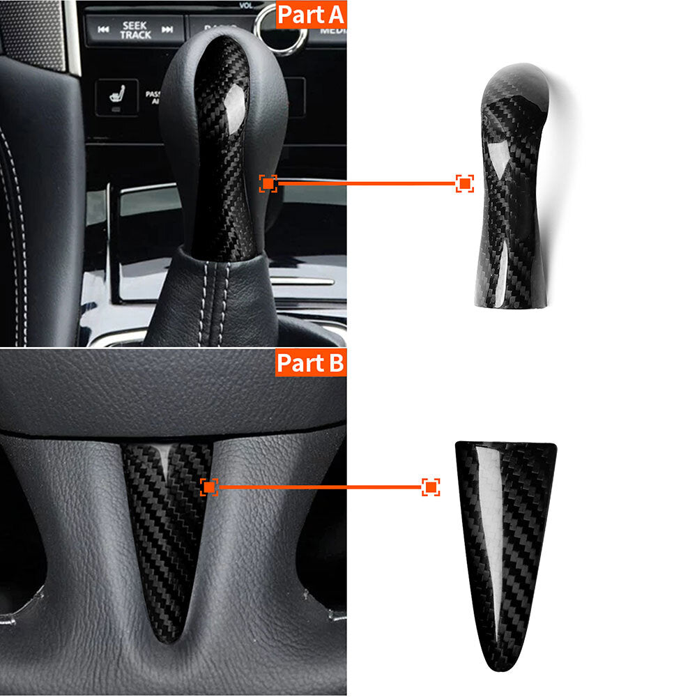 carbon fiber steering wheel trim + shift knob cover for Infiniti Q50 14~17- n
