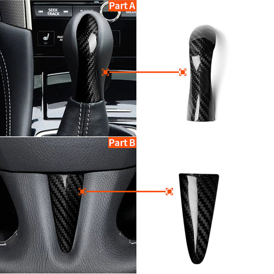 carbon fiber steering wheel trim + shift knob cover for Infiniti Q50 14~17- n