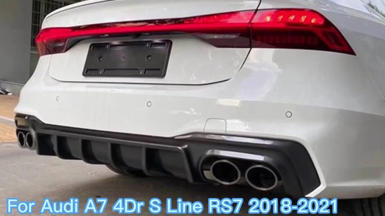 S7 Style Black Rear Diffuser Exhaust Heads for Audi A7 C8 Sline 2019-2023 Q