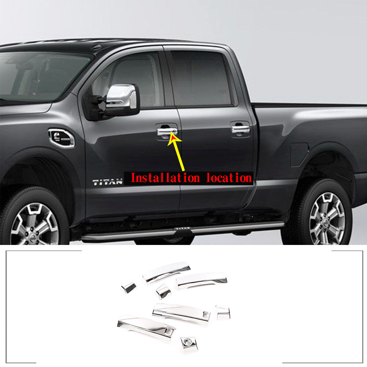 2-piece set of exterior rearview mirror handle and door cover trim for Titan 16-23- n