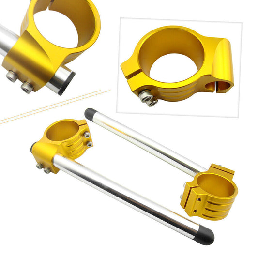 for Ducati 848/1098/1198 Golden 2x CNC 53mm Clip On Ons Handle Bars Q