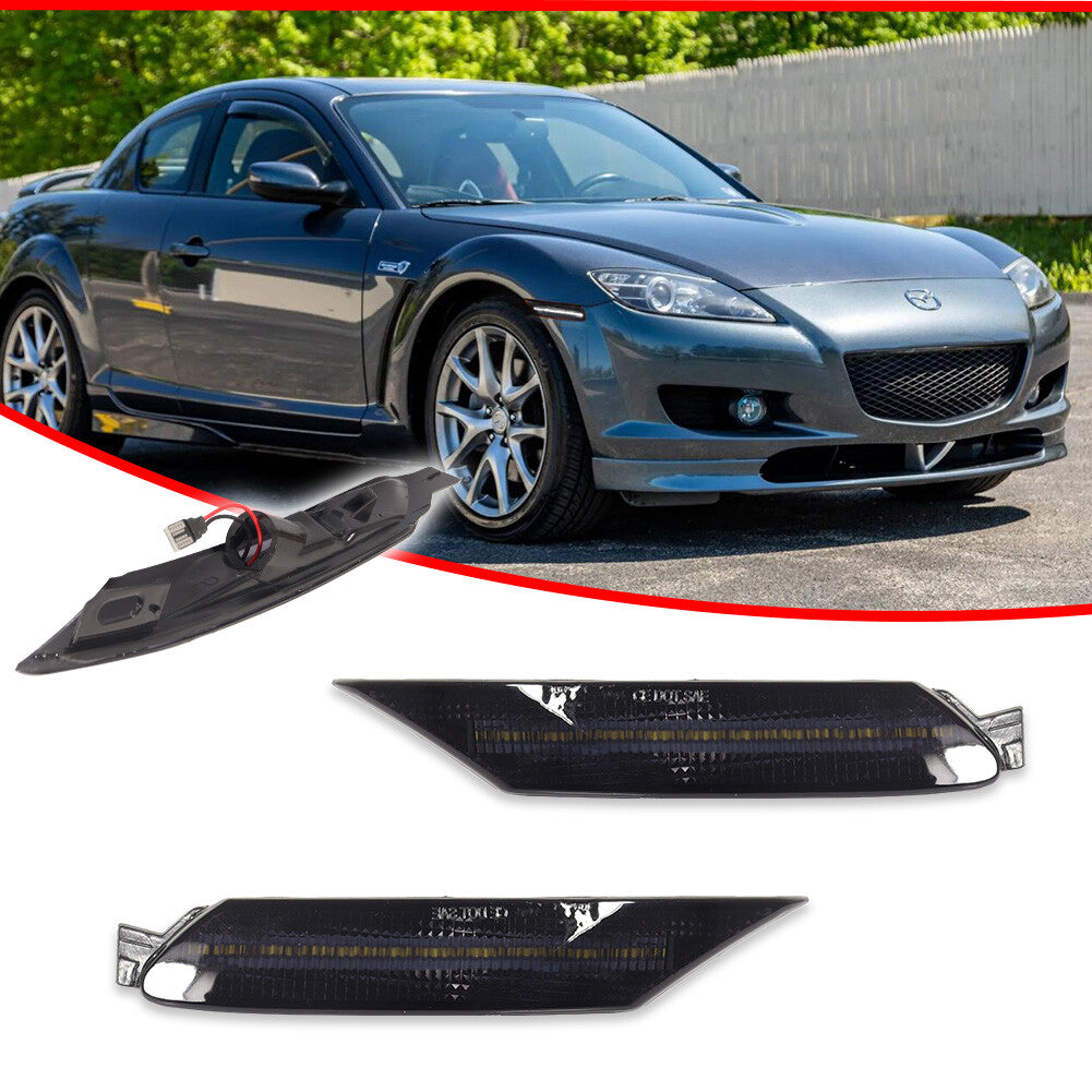 Suitable for 04-08 for Mazda RX-8 RX8 OE style smoked black white LED front marker light- v