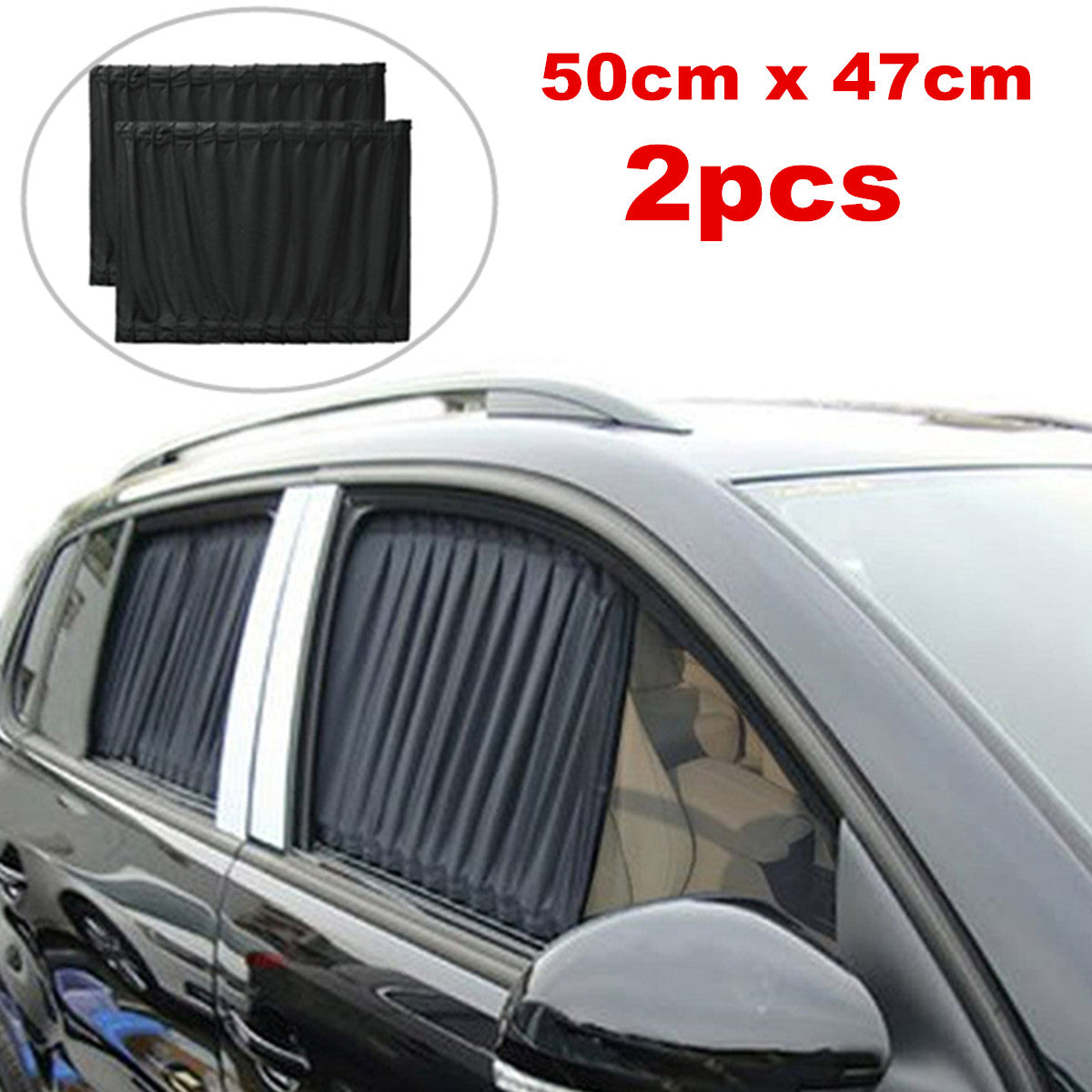 2x Accessories Car Sun Shade Side Window Curtain Foldable Sunshade UV Protection