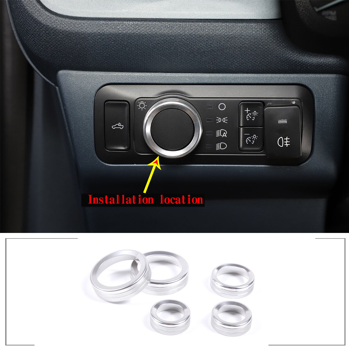 Matt black ABS front and rear badge ring covers for Subaru Outback 2021-2022- v