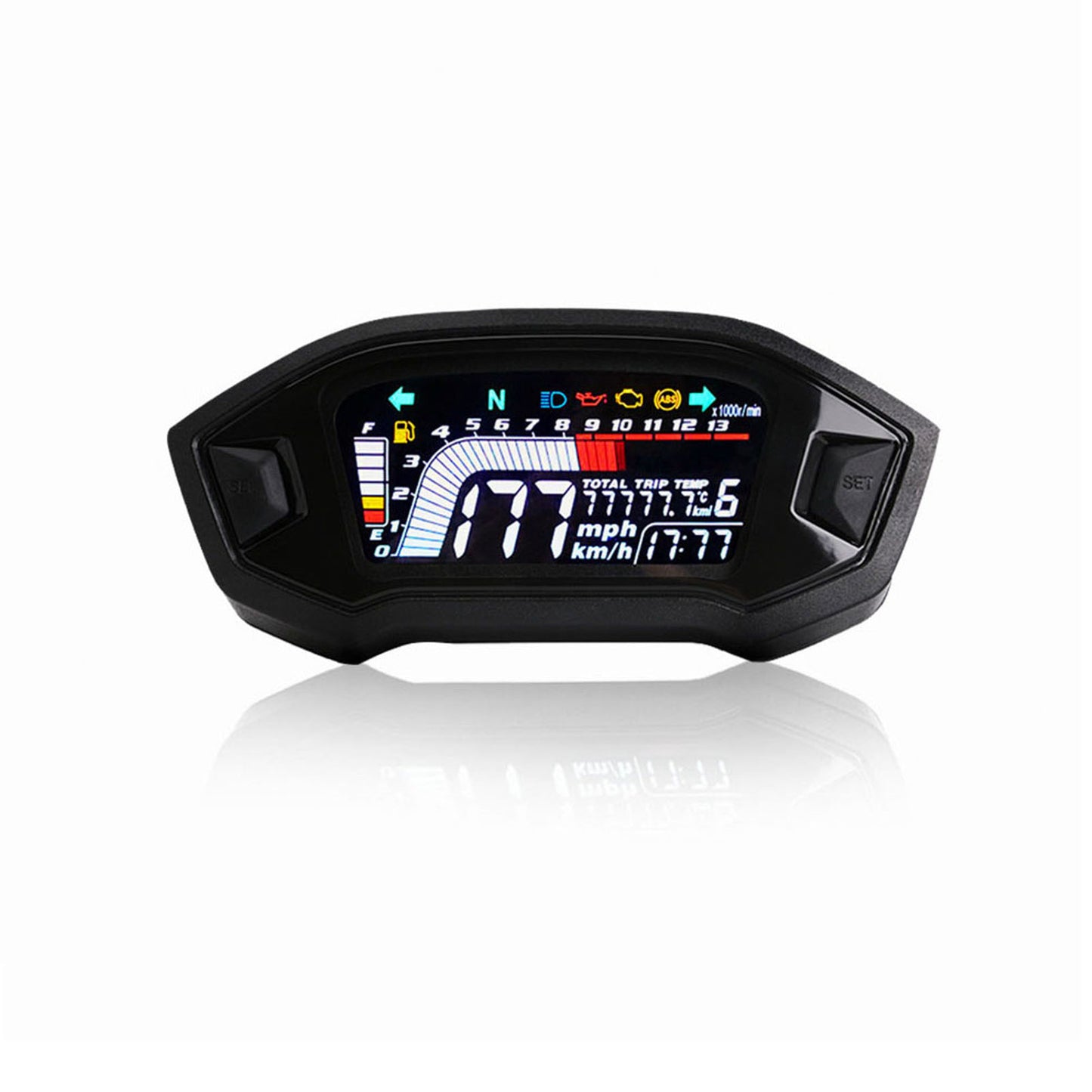 Motorcycle Speedometer Universal LCD Digital Gauge Fuel Level S2M3 Q