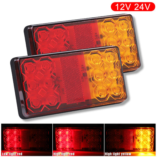 2x Rectangle LED Turn Signal Rear Tail Light Marker Lamp Trailer Truck AmberRed