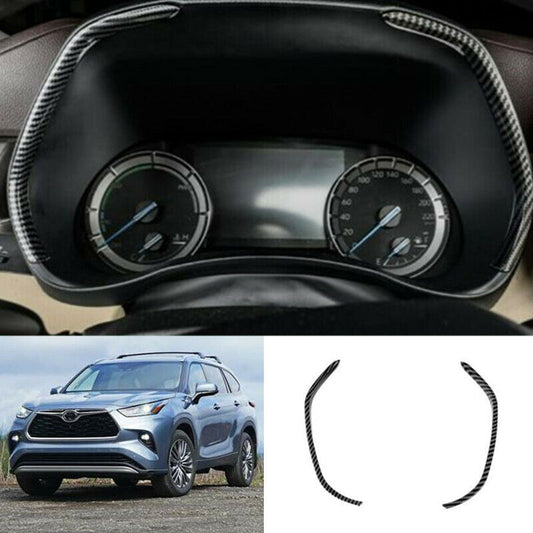 Carbon Fiber 2X Front Dashboard Frame Cover Trim for Toyota Highlander 2021 2022
