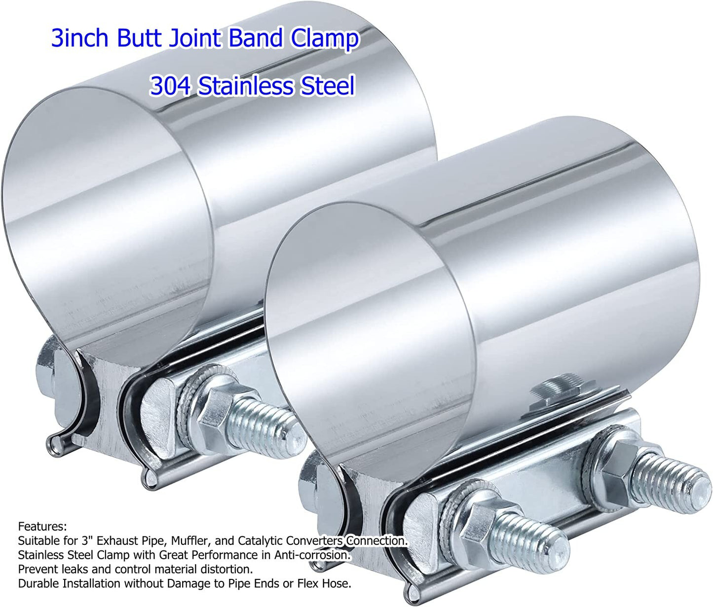 3-inch Butt connector with clip, exhaust muffler clip, 3-inch exhaust pipe clamp