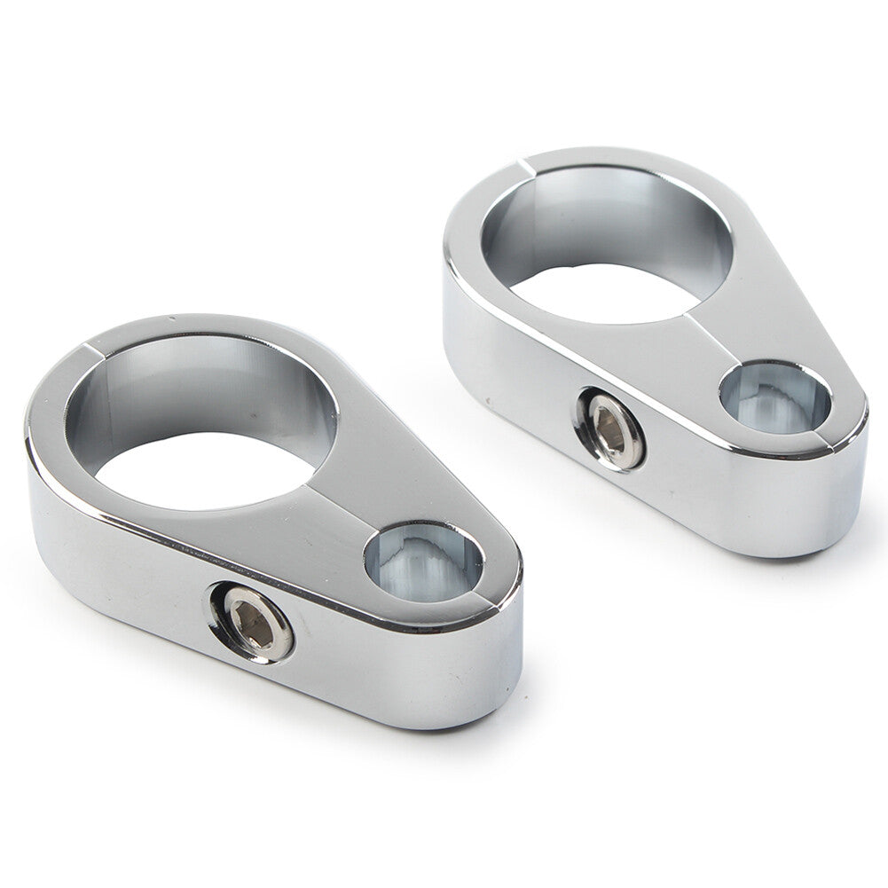 2x Motorcycle Brake Clutch Cable Wire Clamp Clip for Harley 1'' Handlebar Chrome
