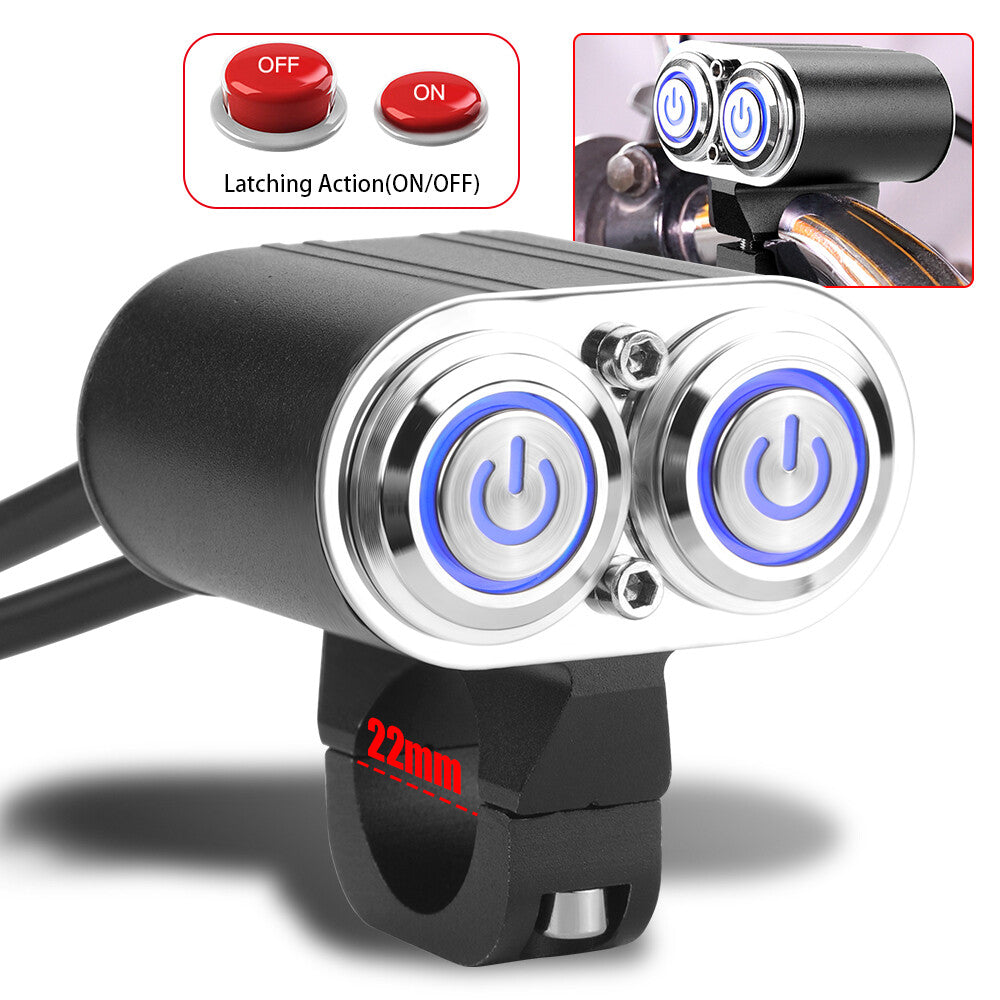 7/8 22mm Motorcycle Handlebar Dual Button Switch Headlight Fog Light ON/OFF