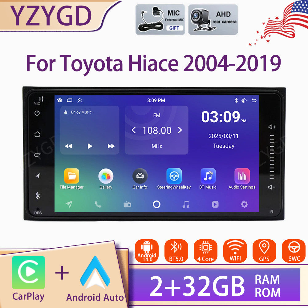 7inch Android Auto for Toyota Hiace 2004-2019 CarPlay Car Radio Stereo GPS Wifi
