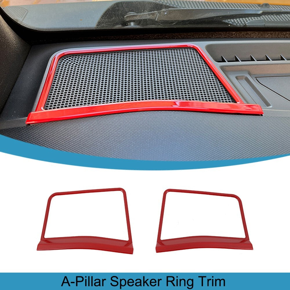 Red Front A-Pillar Speaker Audio Ring Decal Cover Trim for Ford Bronco 2021-2024